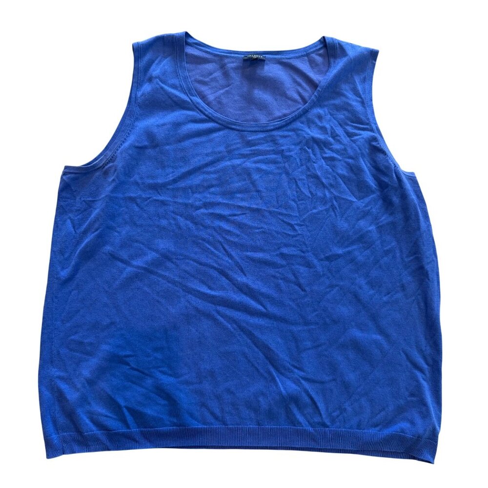 Talbots Plus Womens Blue Sleeveless Knit Tank Top 3X Rayon Blend